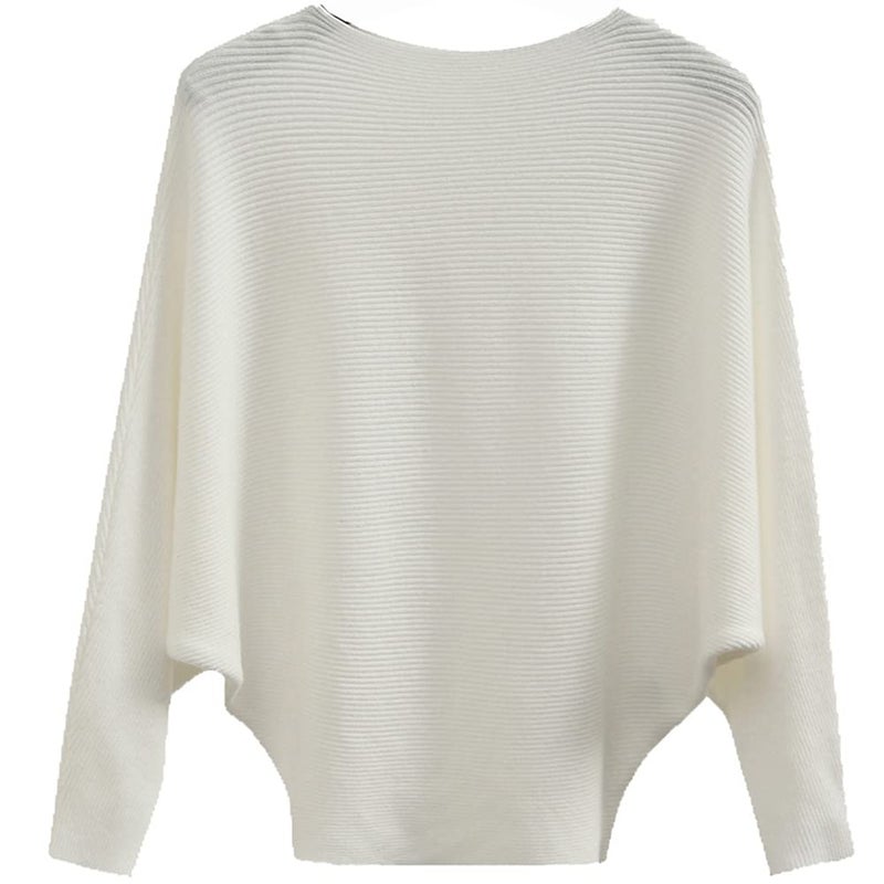 DENSSYNE Womens Oversized Lightweight Boat Neck Dolman Batwing Sweater Fall Winter Casual Slouchy Knitted Pullovers - Image 1